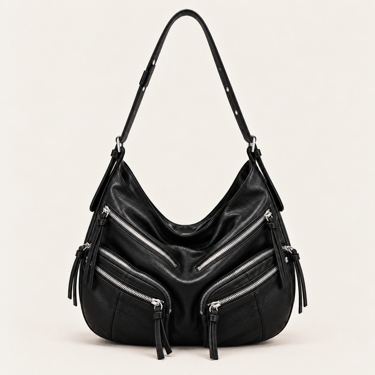 RIVET 01 - black multizip bag