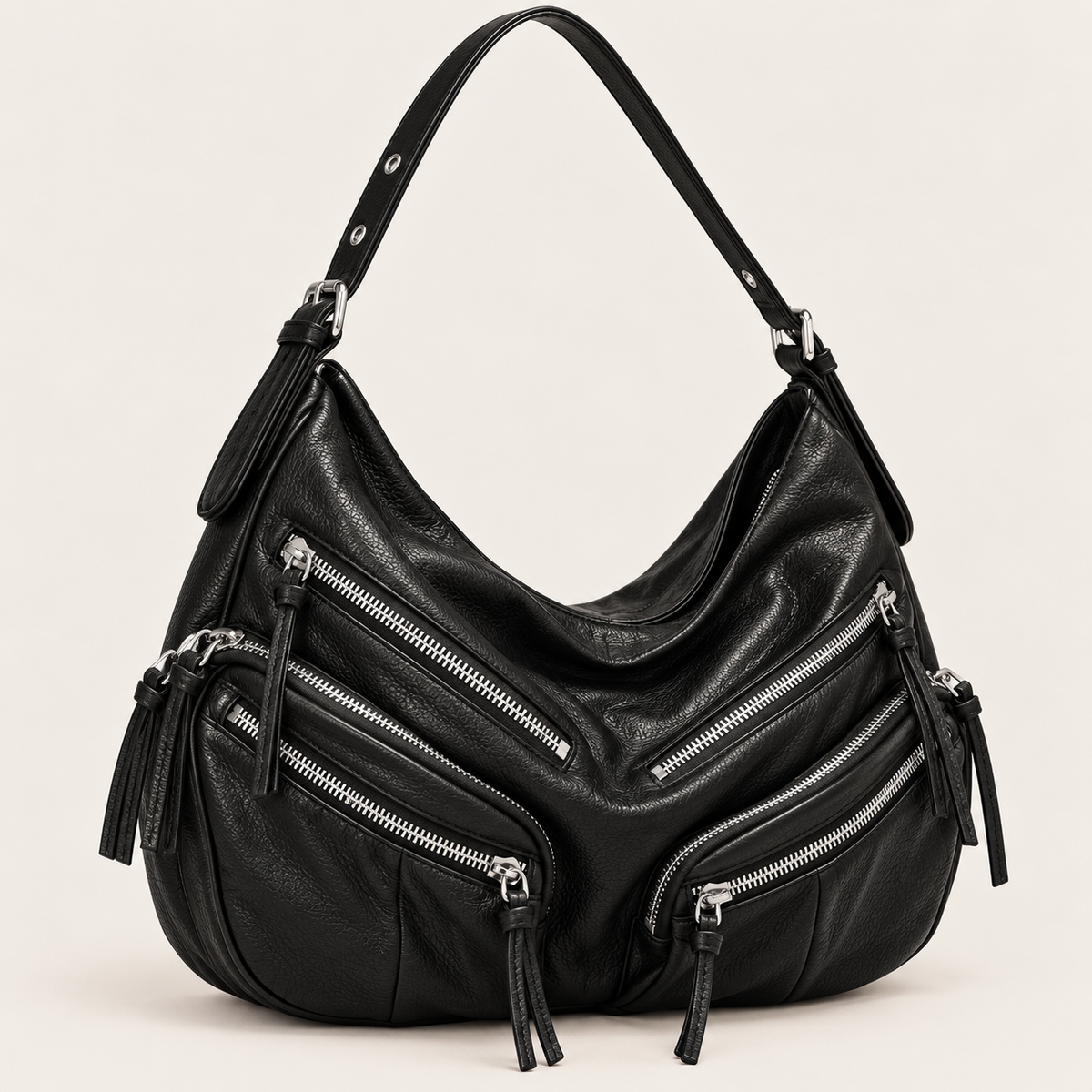 RIVET 01 - black multizip bag